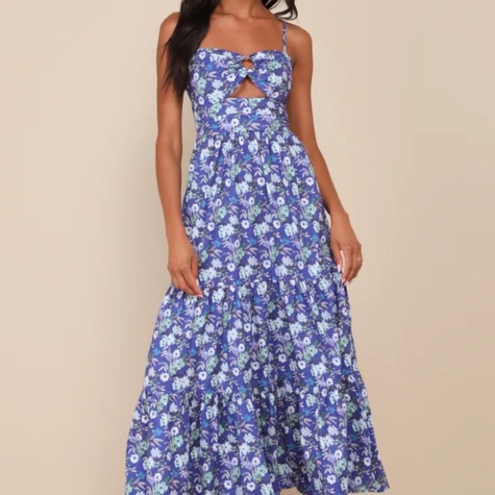 Blue and White Tiered Maxi Sundress